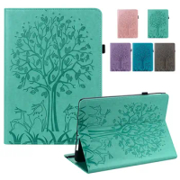 Case for Lenovo Tab M10 Fhd Plus Case Coque Embossed Tree PU Leather Wallet Tablet for Funda Lenovo Tab M10 Plus TB-X606 Cover
