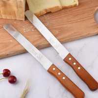 2025 In Stock Stainless Steel Serrated Knife for Cutting Sandwich Bread, Cake Slicer, Non-Slip Toast