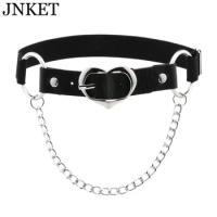 JNKET New Women's Punk Peach Love Heart Garter Belt Metal Chain Leg Ring Garter PU Leather Leg Belt Suspender Elastic Leg Ring
