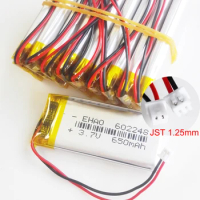 10 PCS 3.7V 650mAh Lithium Polymer LiPo Rechargeable Battery 602248 + JST 1.25mm 2pin Plug For Mp3 GPS Vedio Game Speaker