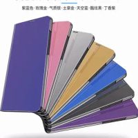 100pcs/lot Clear View Flip Cover Mirror Stand Leather+PC Cover case For Samsung A6 Plus A6 J4 J6 2018 EU Version