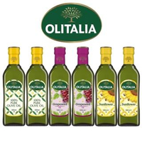 【Olitalia奧利塔圓滿福袋組】純橄欖油+葡萄籽油+葵花油禮盒組(500mlx6瓶)