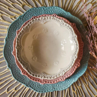 【義大利La Ceramica VBC】手工唯美蕾絲系列 25cm沙拉碗--粉嫩3色可選(義大利製手工 9.8吋)