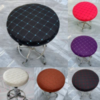 Round Stool Chair Cover Elastic Bar Chair Covers Swivel Chair Slipcover for Hair Salon Thicken Fabric Seat Protector Hotel