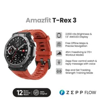 Jam Tangan Unisex Amazfit T-Rex 3 Lava W2323GL3N Smartwatch 48mm 1.5" AMOLED Screen GPS SpO2 Orange 