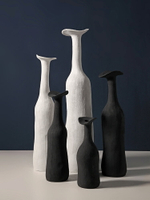 貝漢美北歐藝術黑白素胚花瓶擺件現代簡約陶瓷玄關客廳家居裝飾品