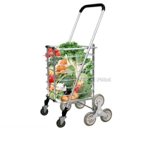 Aluminum Alloy Shopping Cart Senior Citizens Foldable Portable Trolley Supermarket Shopping Carts Lightweight Durable Easy