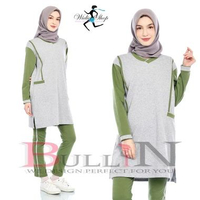 SKY - Set senam tunik wanita standar aisyah/ baju senam Aisyah | Bullin XXL ABU-ARMY