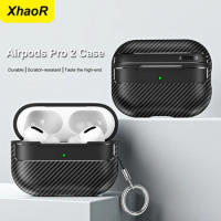 For Original Airpods Pro 2 Case Carbon Fiber Texture Soft Silicone Earphone Case Shockproof With Hook For Funda Air Pods 3 Cover