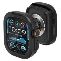 適用蘋果apple watch鋁合金屬矽膠二合一iwatch11半包邊框保護殼全黑色41mm(7/8/9/SE)