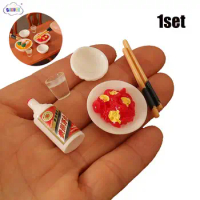 1set 1/12 Dollhouse Simulated Chinese Food Set Dollhouse Miniature Kitchen Food Decoration Dolls House Accessories