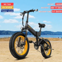 Hydraulic Brake Electric Bicycle 20-inch Fat Tire Bicycle All-terrain Electric Bike 1000W Motor 48V 17.5Ah Battery Folding Ebike