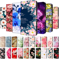 Leather Flip Case For Samsung M54 5G / A34 A54 5G A14 Funda Wallet Stand Book Cover for Samsung Galaxy A24 M34 M14 M 54 Flower