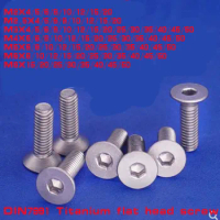 2/10Pcs Titanium flat hex socket screw M2 M2.5 M3 M4 M5 M6 M8 TA2 Titanium Gr2 Hexagon Hex Socket Countersunk Allen Bolt Screw