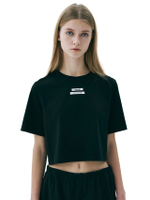 Cropped Basic Tshirt Double Label Black F