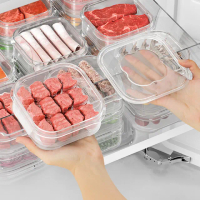 【盛裝容器】冰箱凍肉透明方形保鮮盒2入(可堆疊 可微波 外出便攜 野餐 配料分裝 備菜盒 密封盒)
