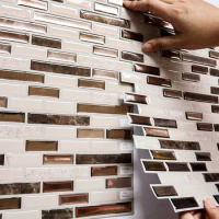 5pcs 30.5x30.5cm 3D Peel and Stick Mosaic Wall Tiles Self Adhesive Waterproof Heat Resistant Vinyl Wallpaper Room Decor