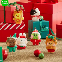 Line Friends Mini Minini Christmas Series Anime Lenini Bag Pandant Kawaii Plush Doll Keychain Cartoon Decoration Hangings Gifts