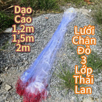 Lưới 3 màn chì nặng, lưới đánh cá viền đỏ, lưới bắt cá nhiều cỡ dài 50m và 100m
