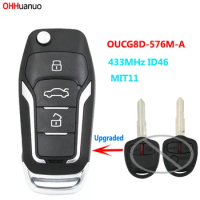 New Upgraded 2/3 Button Flip Remote Car Key Fob 433MHz ID46 for Mitsubishi Lancer CJ 2007-2013 FCC ID: OUCG8D-576M-A+MIT11 Blade