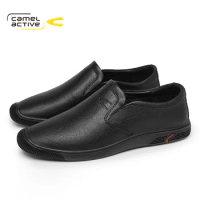 Camel Active Men Loafers Autumn New Retro Black Breathable Man Genuine Leather Men's Trend Casual Shoes DQ120136