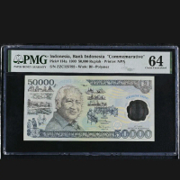 uang kuno grading PMG 50000 suharto polymer tahun 1993 score 64
