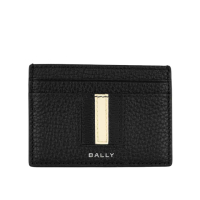 【BALLY】Ribbon 黑白條紋牛皮4卡卡片夾/名片夾(黑色)