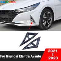 Front Fog Light Lamp Cover Trim For Hyundai Elantra Avante 2021 2022 2023 Carbon Car Accessories Head Foglight Molding Trims
