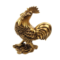 聚緣閣中式銅雞擺件大號公雞蝙蝠元寶生肖銅錢雞家居裝飾工藝品