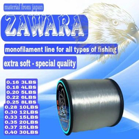 senar pancing kuat anti keriting ZAWARA fishing line, senar udang, roll besar warna bening original 
