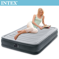 INTEX-豪華型橫條內建電動幫浦充氣床-雙人137cm(67767ED)