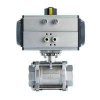 Stainless Steel SS304 SS316 Thread 2 inch 3 Pieces Pneumatic Actuator Ball Valve 1 1/2'' DN32