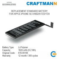 Craftmann Battery 1624mAh for APPLE iPHONE SE A1662/A1723/1724 (616-00106)
