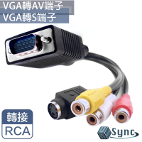 【UniSync】 VGA轉AV(RCA母) 端子線+S端子影像轉接器