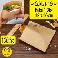 [100pcs] Kertas Bungkus Makanan Gorengan Donat Burger Roti Kentang - COKLAT 1S(ATAS)