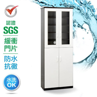 【IHouse】SGS 防潮抗蟲蛀緩衝塑鋼四門鞋櫃 寬66深33.5高180cm