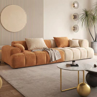奶油風布藝沙發現代簡約客廳小戶型意式輕奢網紅直排超寬坐深沙發