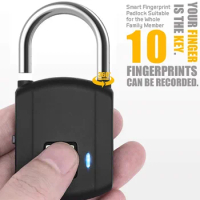 Smart Fingerprint Lock USB Charge Padlock Anti-Theft Security Keyless Rechargeable Electric Door Lock for Luggage Door-Padlocks