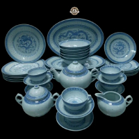 Teaset TIMUN china lawas motif NAGA lengkap ( 39pcs ) Terdiri dari : - Teko - Milkpot - Sugarpot - 6