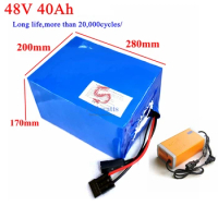 48V 40AH Lithium titanate battery pack with BMS 20S battery for 48v 3000w Solar system bike scooter e kart +5A charge