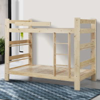 【MUNA 家居】3尺白松木雙層床/實木床板/含床墊x2(床架 單人床 床台 雙層床)