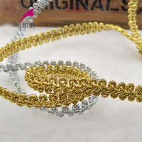 50meters/lot DIY Clothes Accessories Gold Silver Curve Lace Trim Sewing Lace Centipede Braided Ribbon Lace
