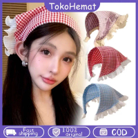 Lace Scarf Tudung Kepala Korea Lucu Estetik Syal Piknik Renda Syal Scarf Head Band Renda Segitiga