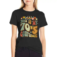 Retro Groovy This Is My 70's Costume Funny 70s Party Vintage T-shirt summer clothes graphics t shirts for Women loose fit