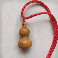 桃木葫蘆吊墜項鏈 鑰匙扣 隨身長款桃木葫蘆毛衣鏈 實木雕刻