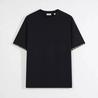 Kaos BURBERRY ELLISON CHECK TIPPED SLEEVE BLACK TSHIRT 100% ORIGINAL Size XL