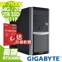 GIGABYTE 技嘉 W332-Z00工作站 (R9-7900X/64G/2TB+2TSSD/RTX3080 10G/W11P)