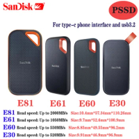 SanDisk Portable External PSSD 480G 800-1050-2000MB/s Hard Drive USB 3.1 Type-C 1TB 2TB 4TB Solid State Disk For Laptop Desktop