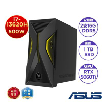 ASUS 華碩 H-T500MV-13620H422W6T 桌上型電腦 (i7-13620H/16GB*2/1TB SSD/RTX5060Ti 8G/500W/Win11 Home/透側)
