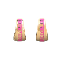 【Dior 迪奧】DIOR簡約字母標誌LOGO金屬環圈搭配粉亮漆設計飾穿式耳環(粉)